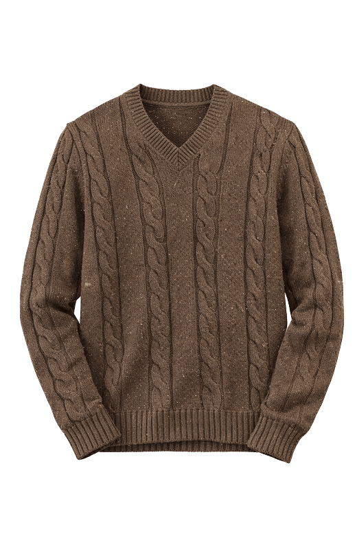 V-Neck Cable Sweater