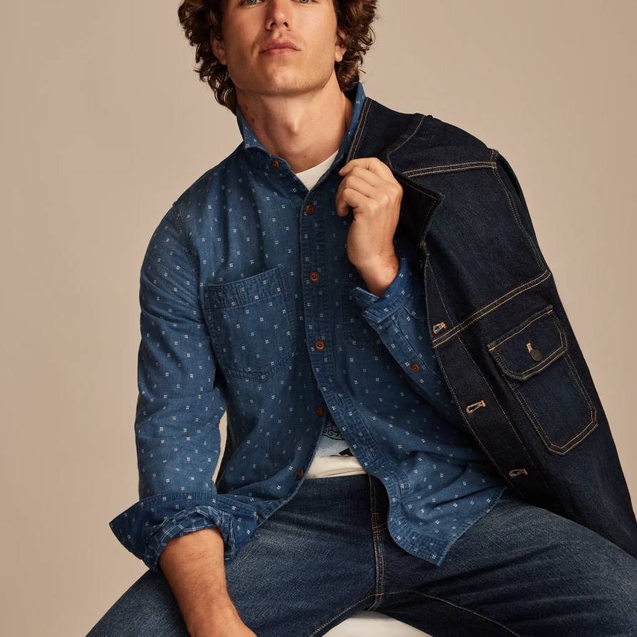 Lucky Brand Double Weave Long Sleeve Utility Shirt - Men's Clothing Outerwear Shirt Jackets