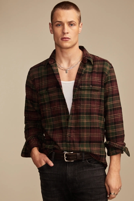 BIG SLUB TWILL PLAID LONG SLEEVE UTILITY SHIRT, image 1