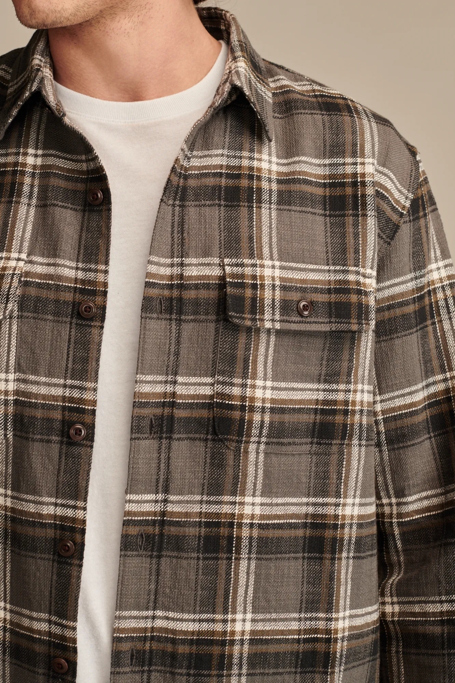 BIG SLUB TWILL PLAID LONG SLEEVE UTILITY SHIRT, image 4