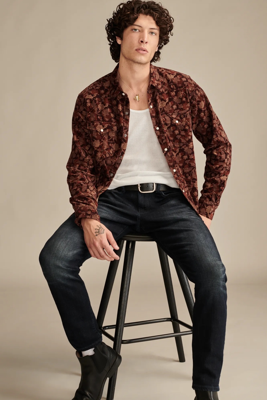 PRINTED WESTERN CORDUROY  LONG SLEEVE UTILITY SHIRT, image 1