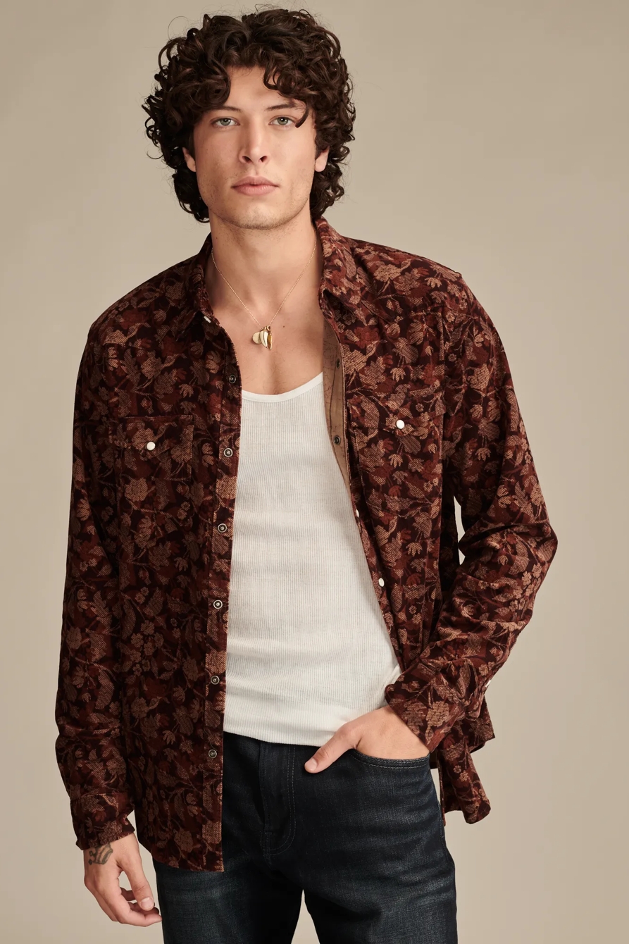 PRINTED WESTERN CORDUROY  LONG SLEEVE UTILITY SHIRT, image 2