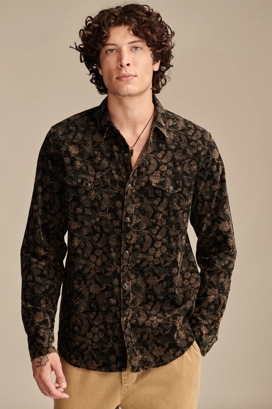 PRINTED WESTERN CORDUROY  LONG SLEEVE UTILITY SHIRT, image 1