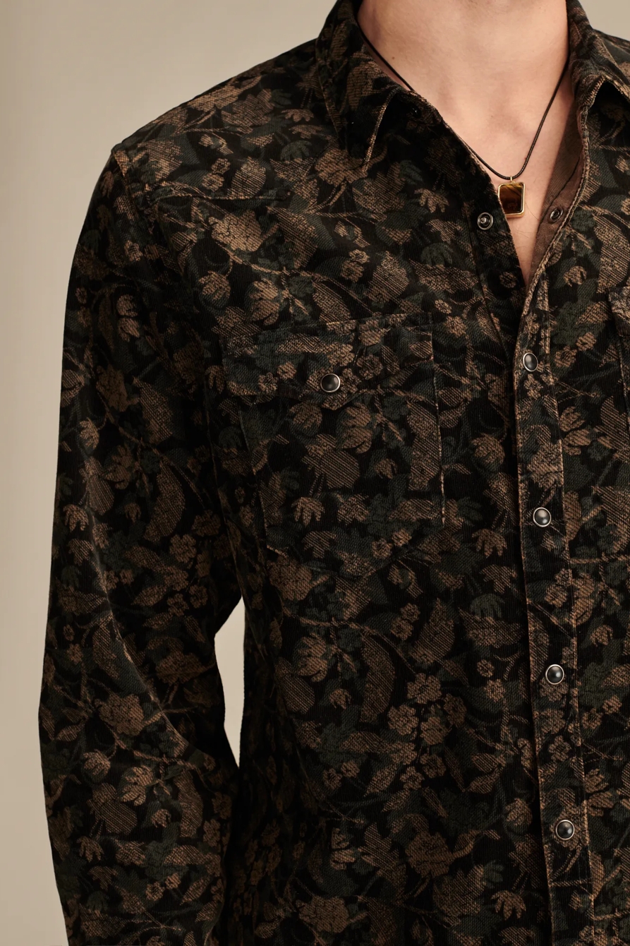 PRINTED WESTERN CORDUROY  LONG SLEEVE UTILITY SHIRT, image 3