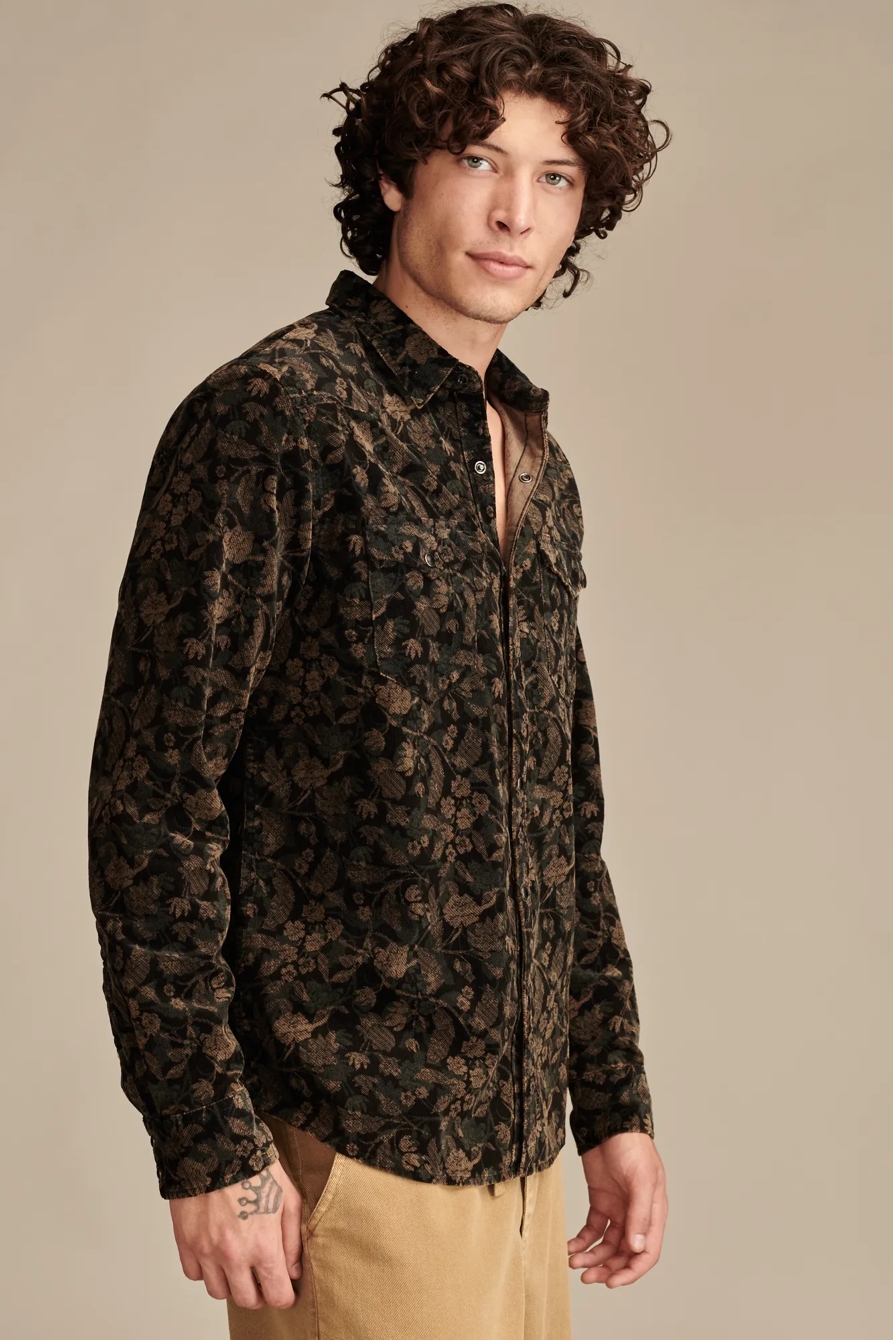PRINTED WESTERN CORDUROY  LONG SLEEVE UTILITY SHIRT, image 4