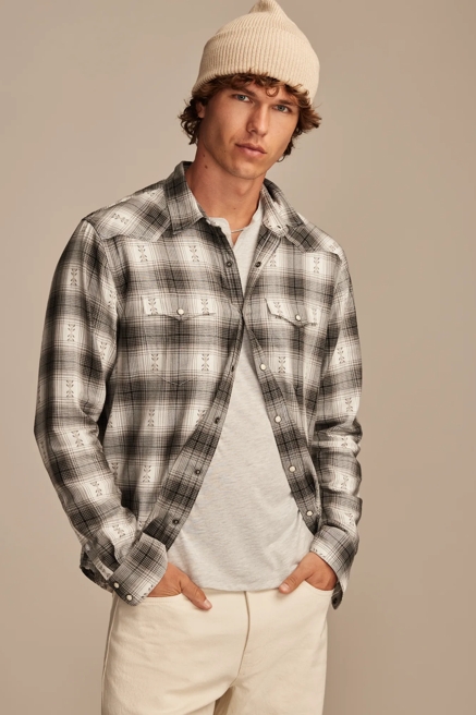 PLAID DOBBY WESTERN LONG SLEEVE SHIRT, image 1