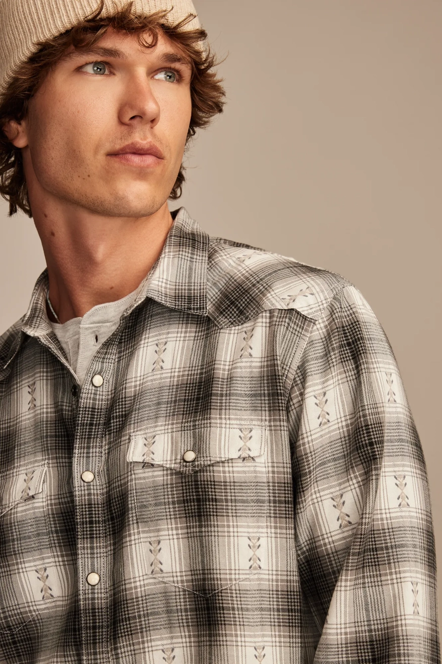 PLAID DOBBY WESTERN LONG SLEEVE SHIRT