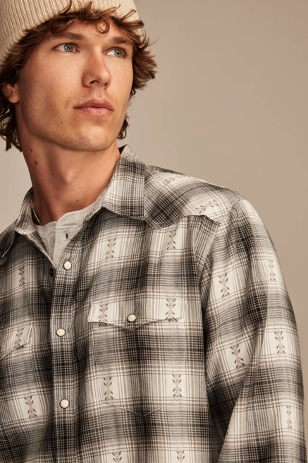 PLAID DOBBY WESTERN LONG SLEEVE SHIRT, image 2