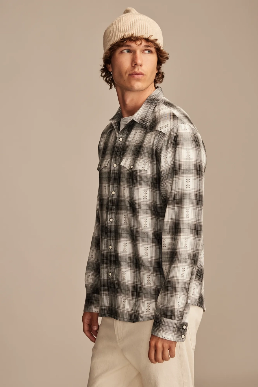 PLAID DOBBY WESTERN LONG SLEEVE SHIRT