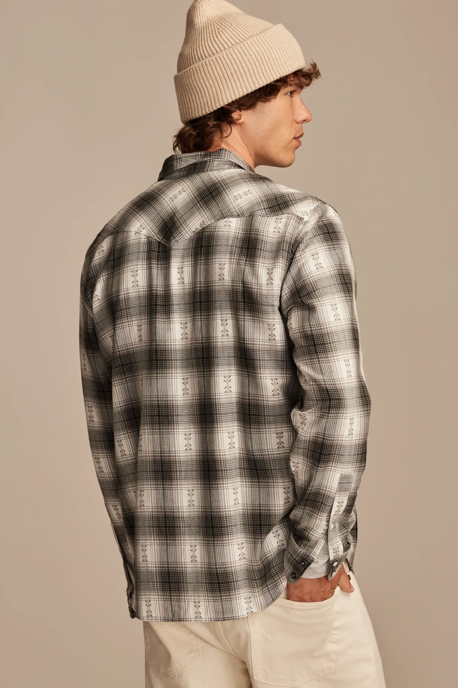 PLAID DOBBY WESTERN LONG SLEEVE SHIRT