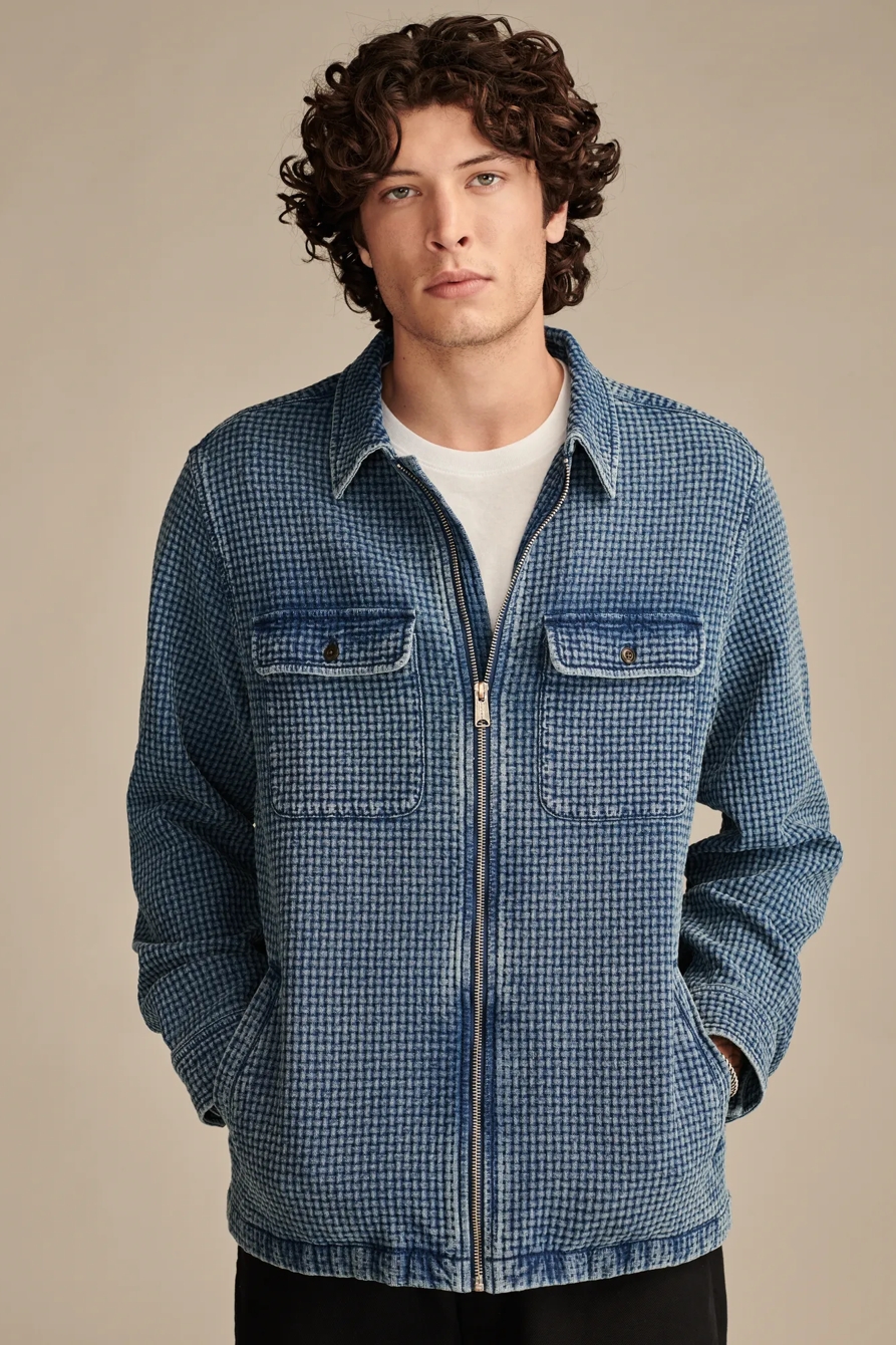 INDIGO WAFFLE LONG SLEEVE OVERSHIRT, image 2