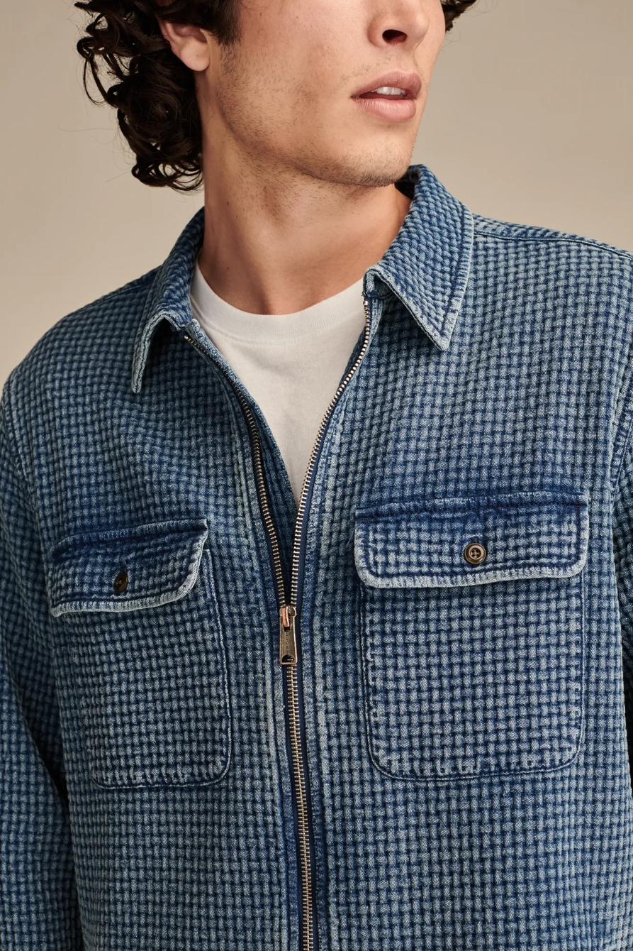 INDIGO WAFFLE LONG SLEEVE OVERSHIRT, image 3