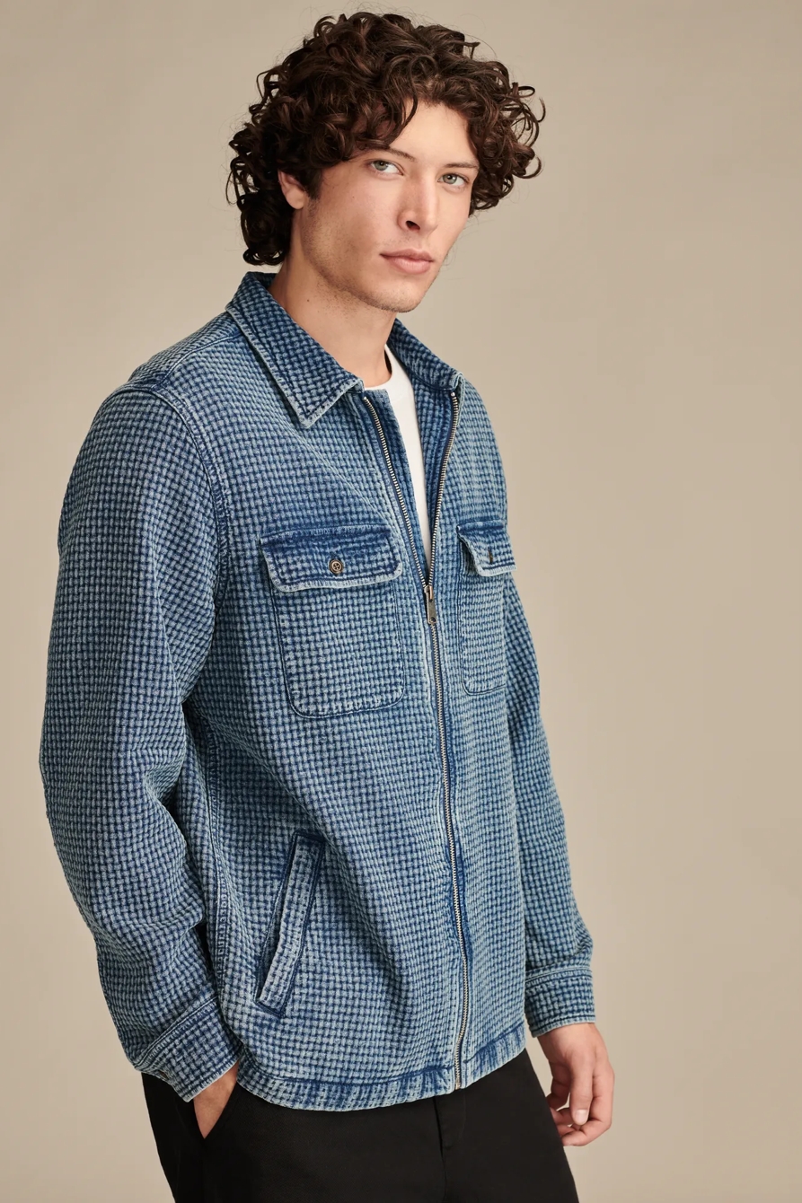 INDIGO WAFFLE LONG SLEEVE OVERSHIRT, image 4
