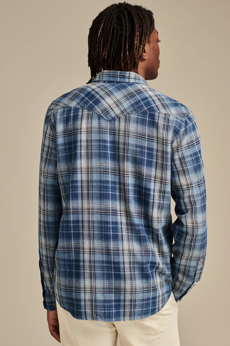 INDIGO PLAID WESTERN LONG SLEEVE SHIRT, image 4