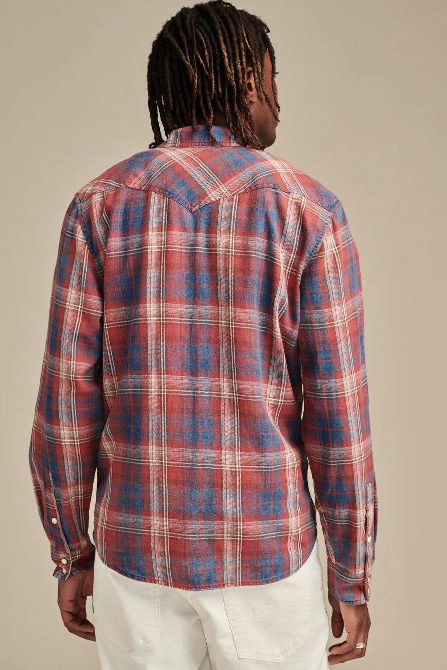 INDIGO PLAID WESTERN LONG SLEEVE SHIRT, image 5