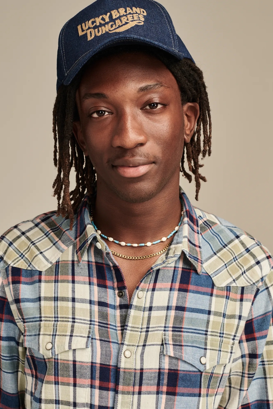 INDIGO PLAID WESTERN LONG SLEEVE SHIRT, image 2