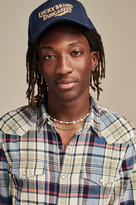 INDIGO PLAID WESTERN LONG SLEEVE SHIRT, image 2