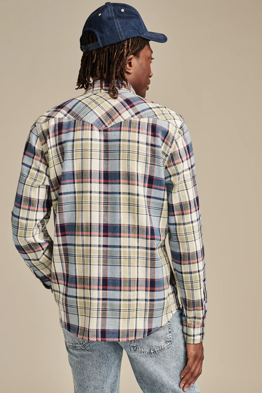 INDIGO PLAID WESTERN LONG SLEEVE SHIRT, image 4