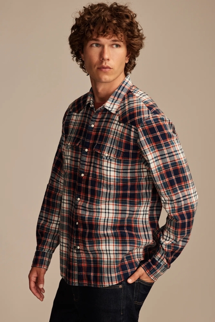 INDIGO PLAID WESTERN LONG SLEEVE SHIRT, image 3