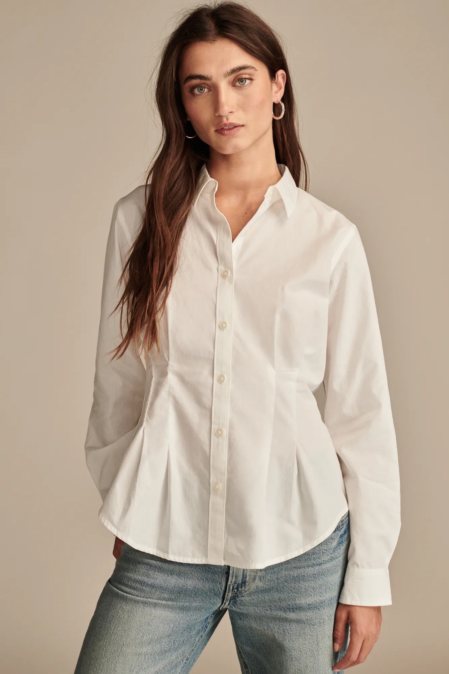 Peplum Button Down Core Shirt, image 2