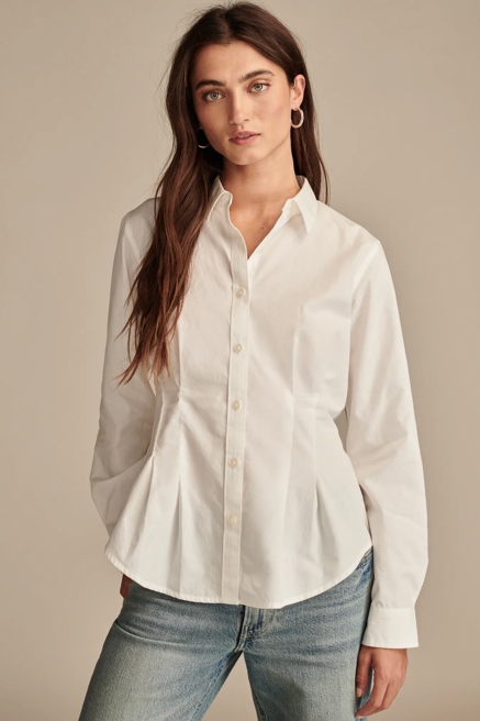 Peplum Button Down Core Shirt, image 2