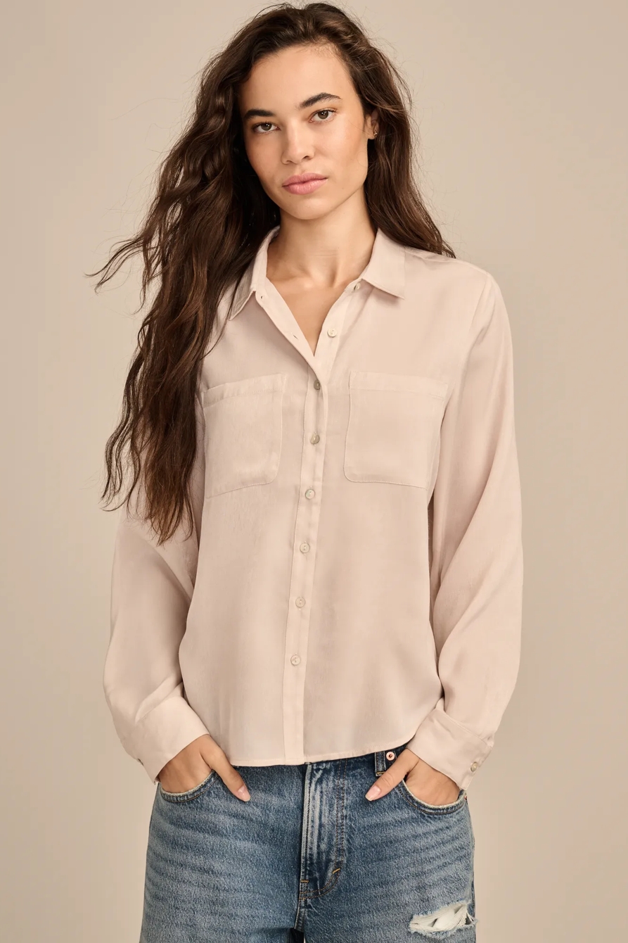 HAMMERED SATIN BUTTON DOWN SHIRT, image 2