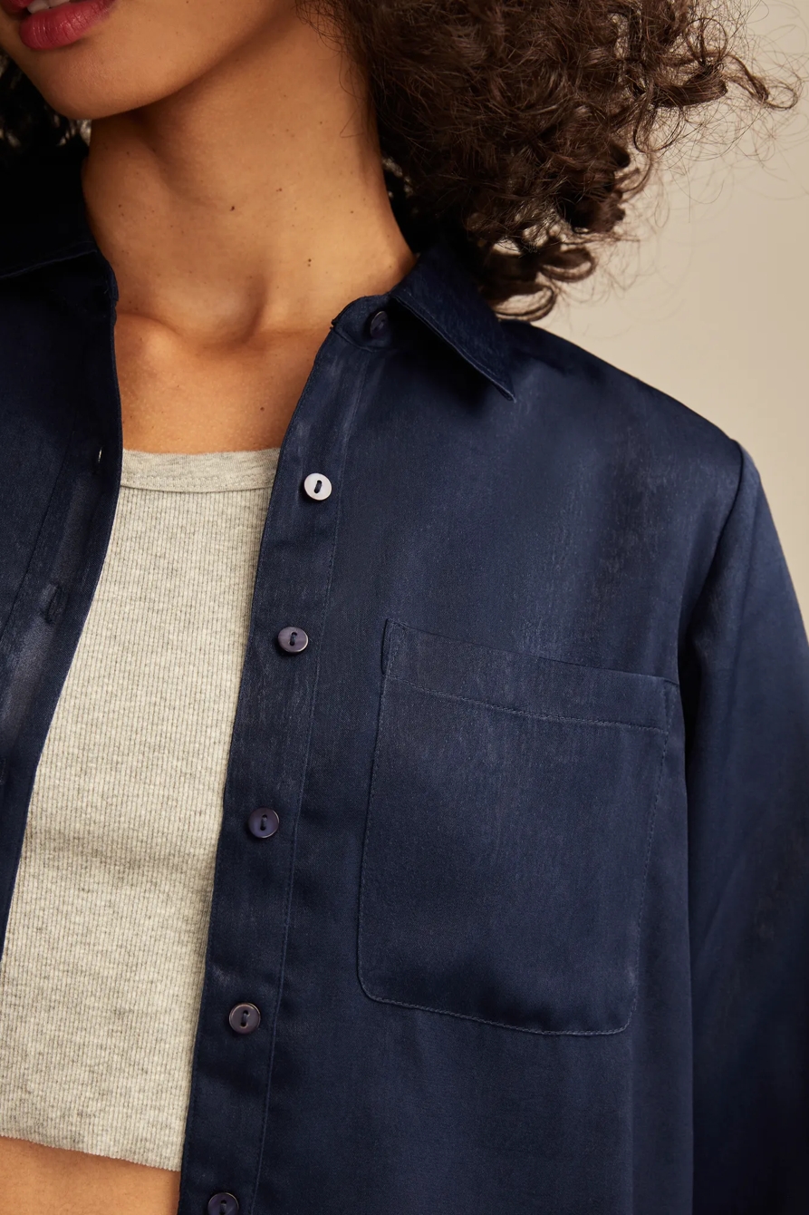 HAMMERED SATIN BUTTON DOWN SHIRT, image 2