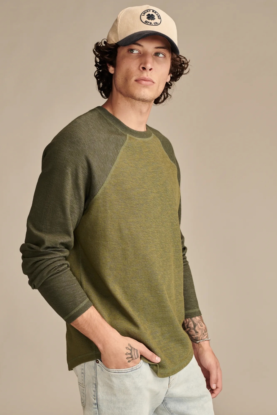 DOUBLE KNIT RAGLAN LONG SLEEVE CREW, image 3