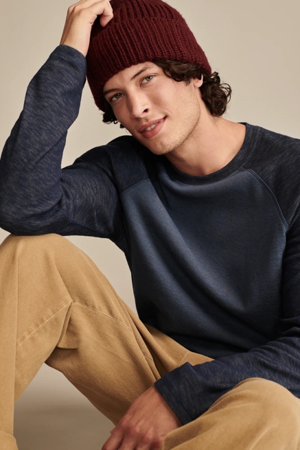 DOUBLE KNIT RAGLAN LONG SLEEVE CREW, image 1