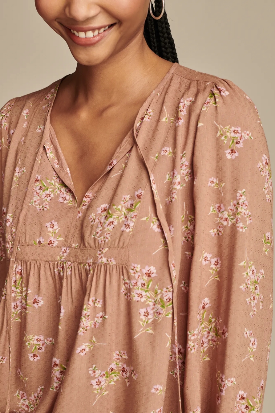 Floral Printed Peasant Top, image 2