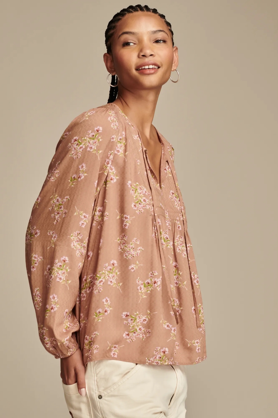 Floral Printed Peasant Top, image 3