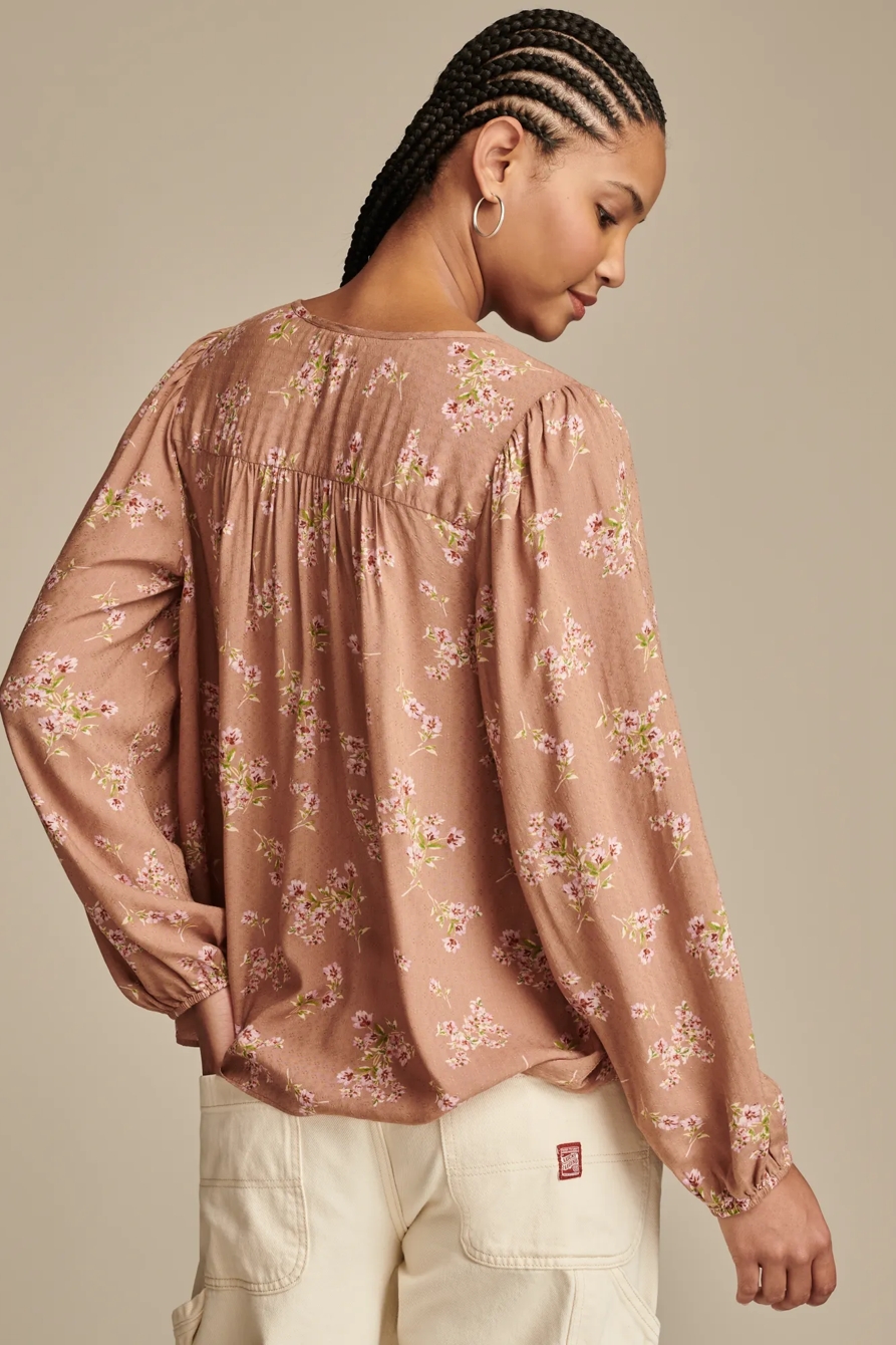 Floral Printed Peasant Top, image 4