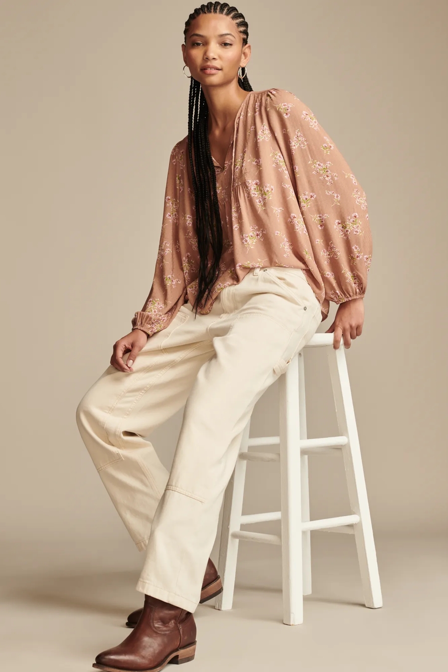 Floral Printed Peasant Top, image 5