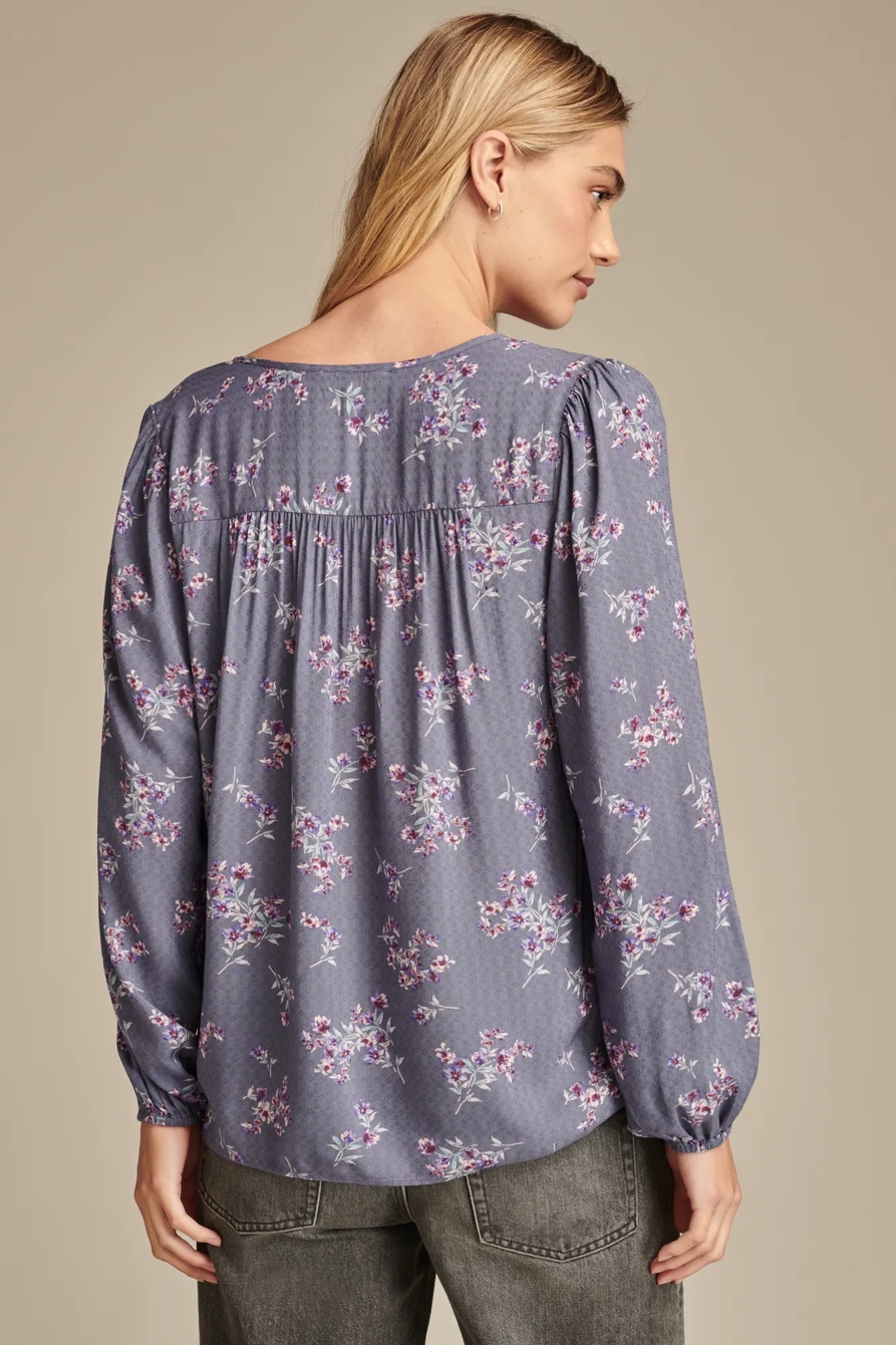 Floral Printed Peasant Top, image 4