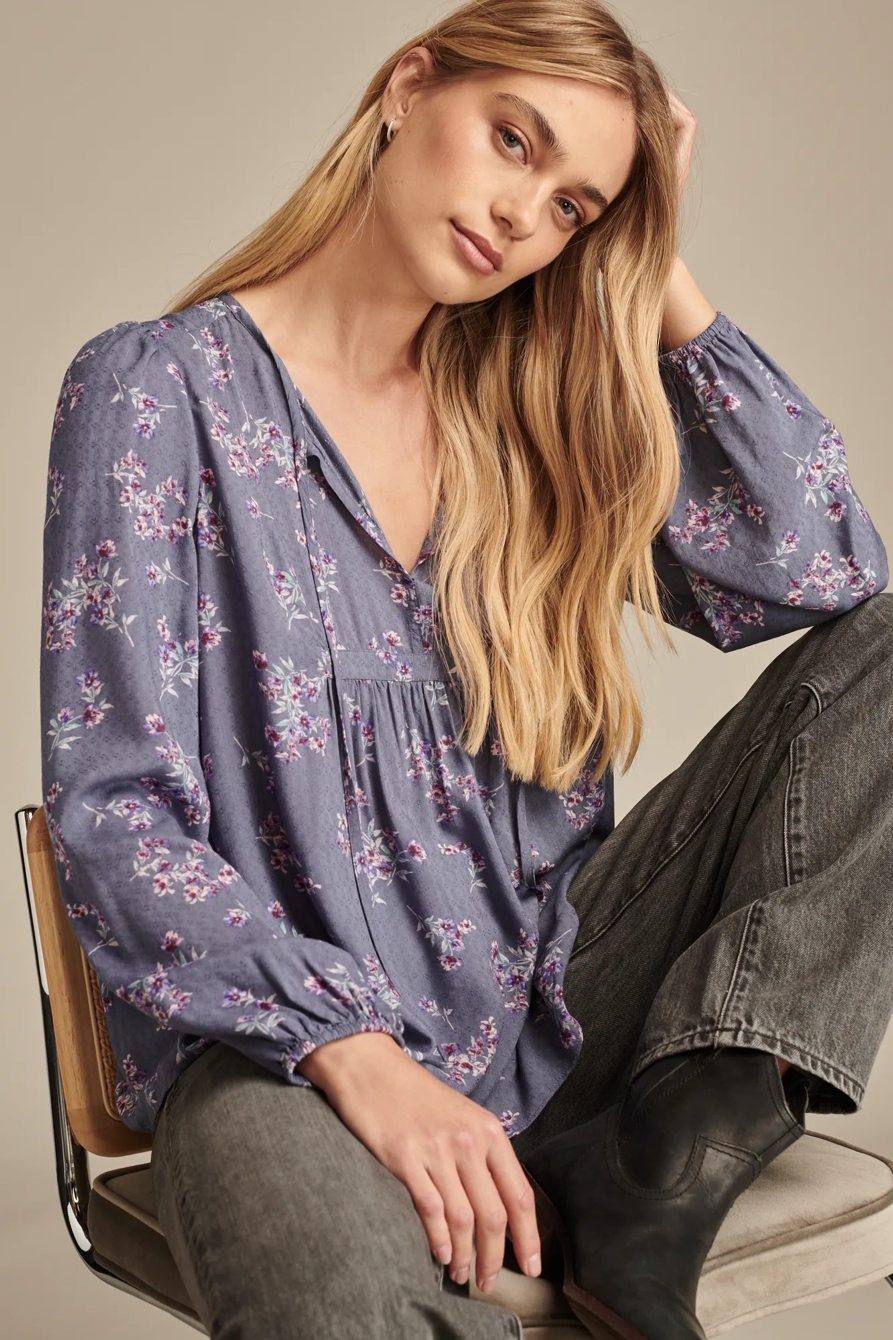 Floral Printed Peasant Top, image 5