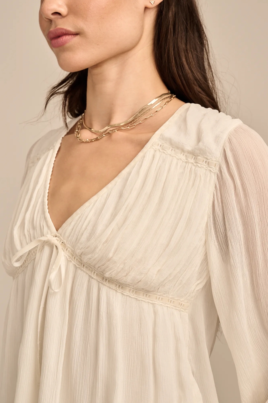 LONG SLEEVE RUFFLE BODICE TOP, image 2