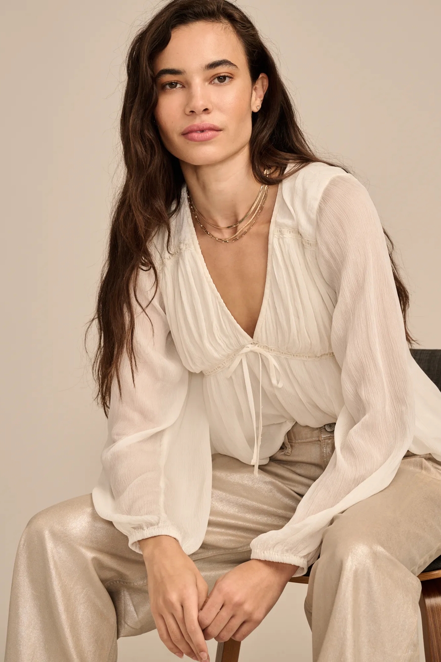 LONG SLEEVE RUFFLE BODICE TOP, image 3