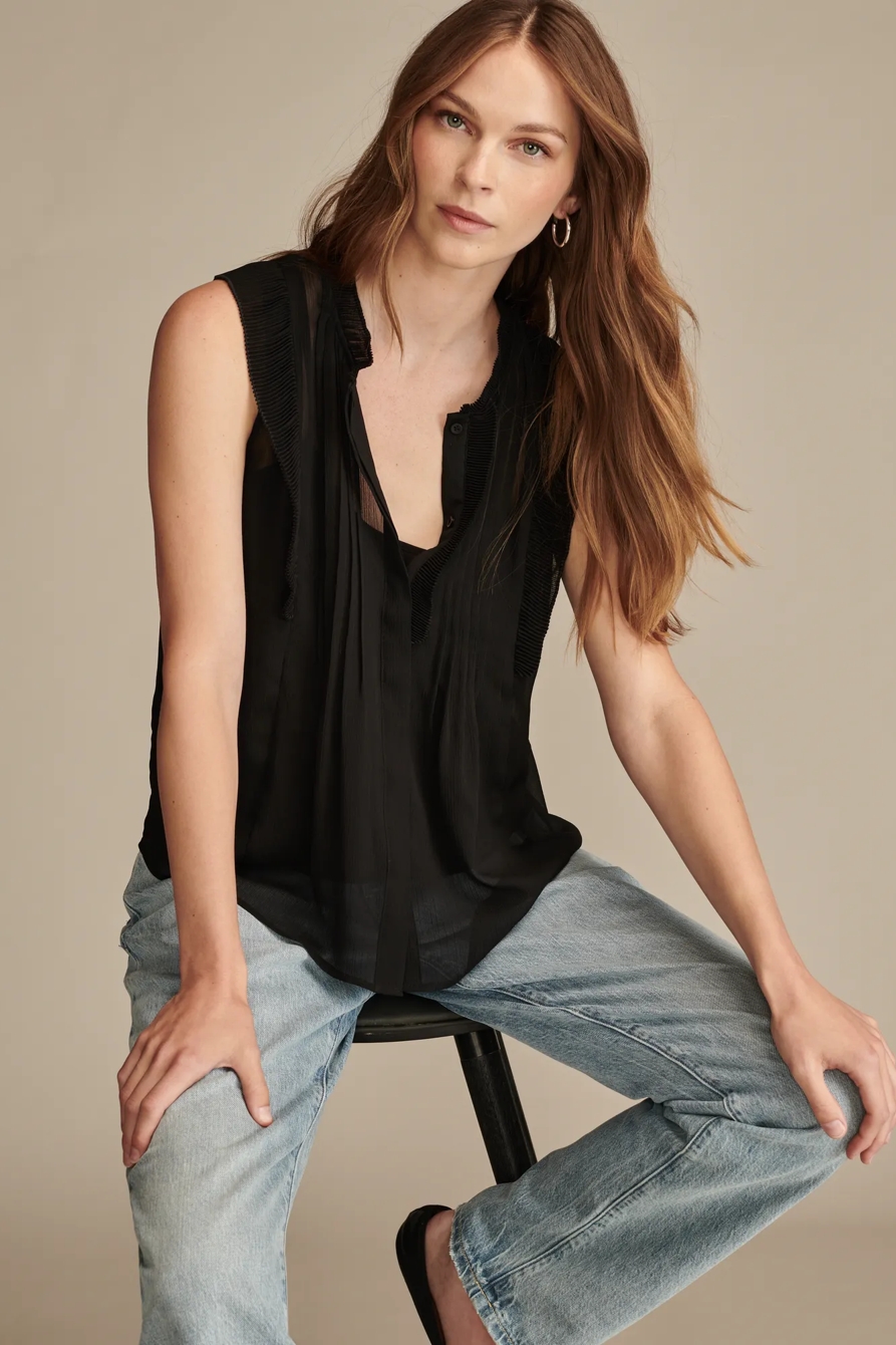 SLEEVELESS PINTUCK BLOUSE, image 3