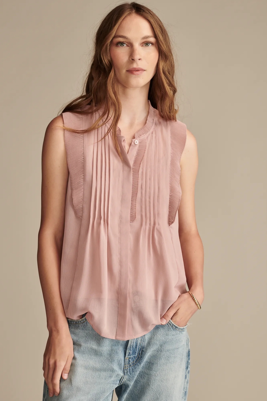 SLEEVELESS PINTUCK BLOUSE, image 1