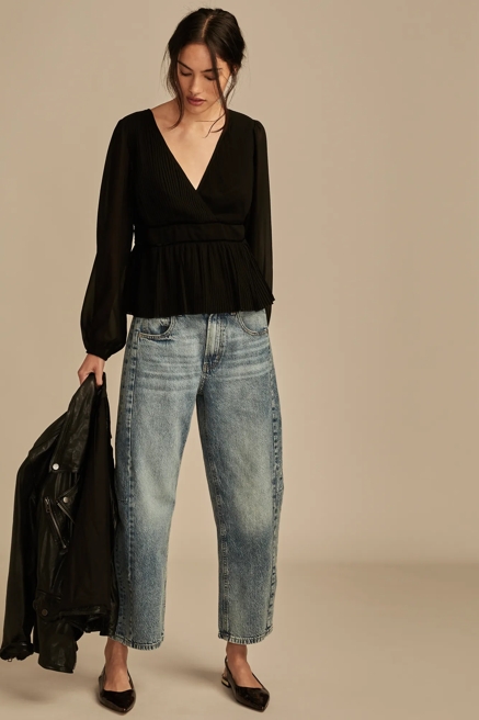 Long Sleeve Pleated Top, image 3