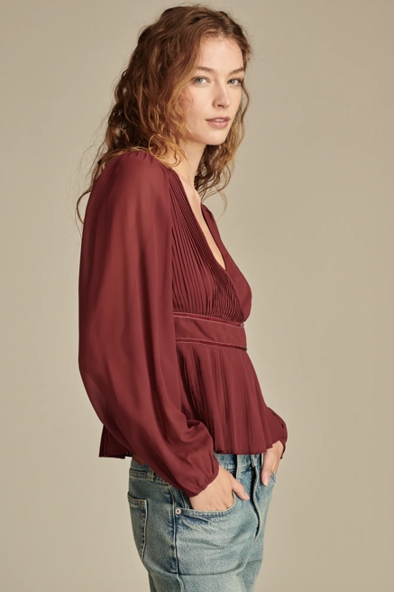 Long Sleeve Pleated Top, image 3