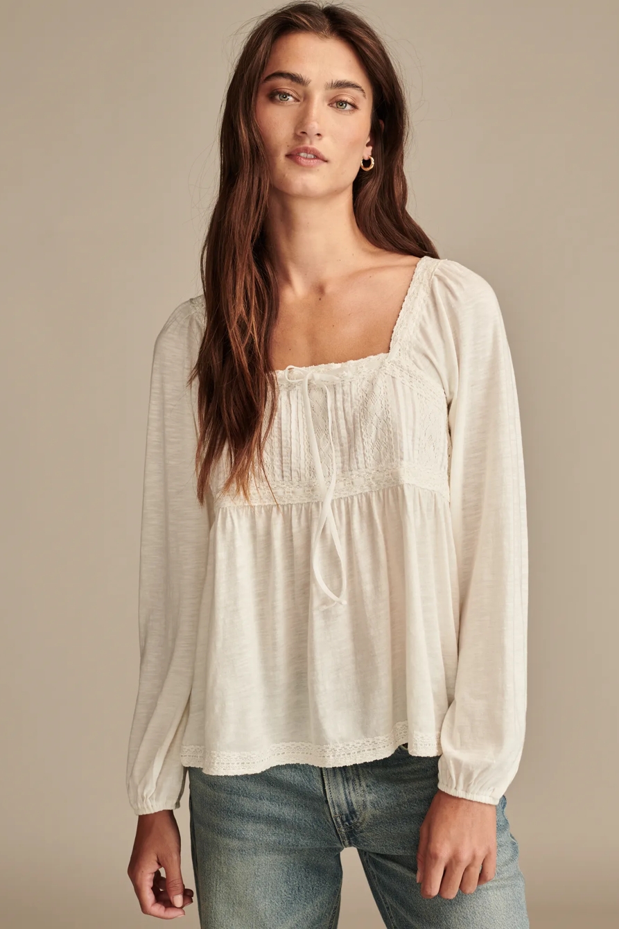 LACE PANELED TUNIC TEE, image 1