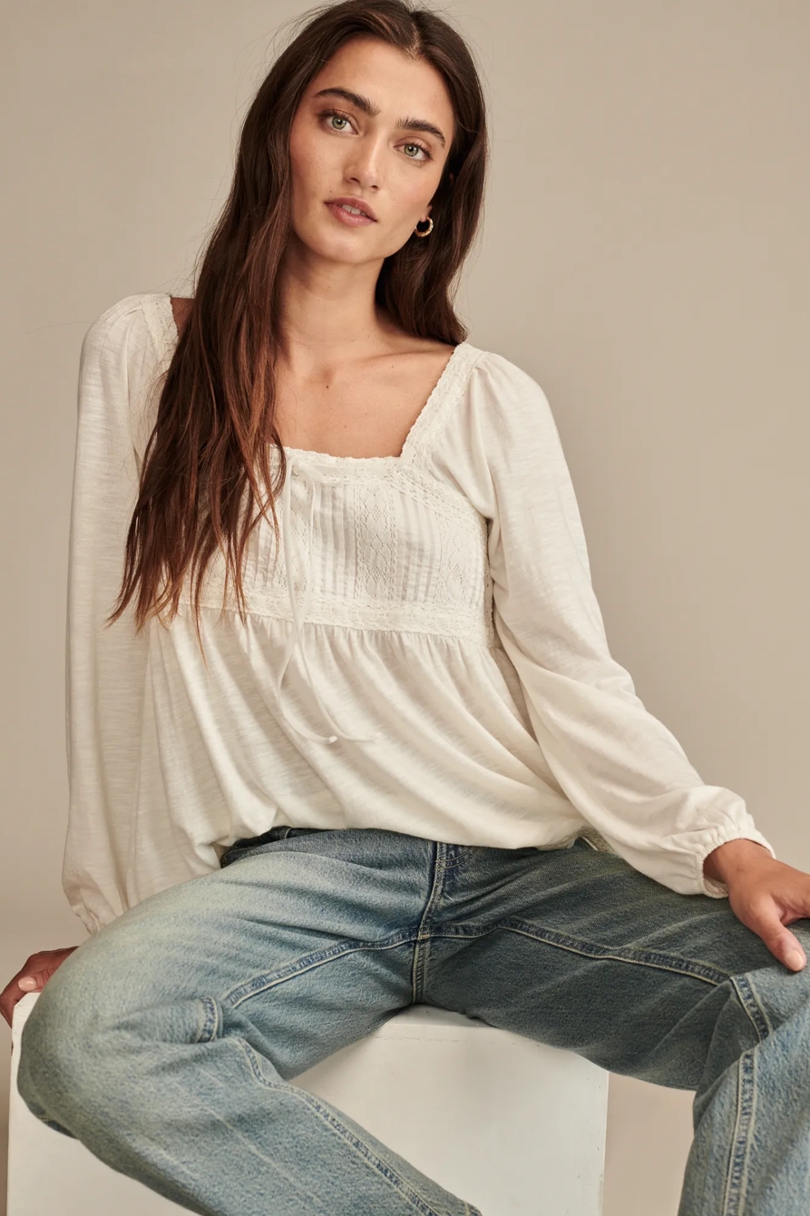 LACE PANELED TUNIC TEE, image 5