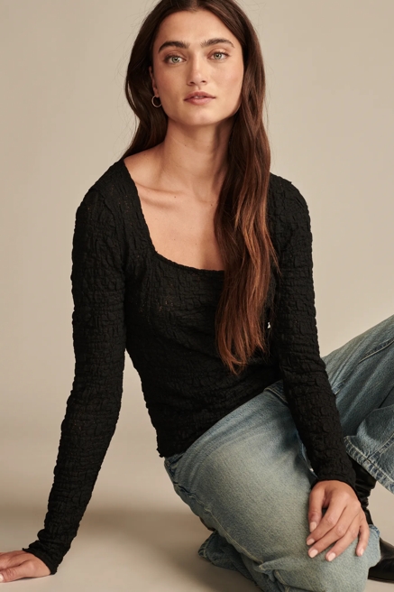 LONG SLEEVE TEXTURED TOP, image 1