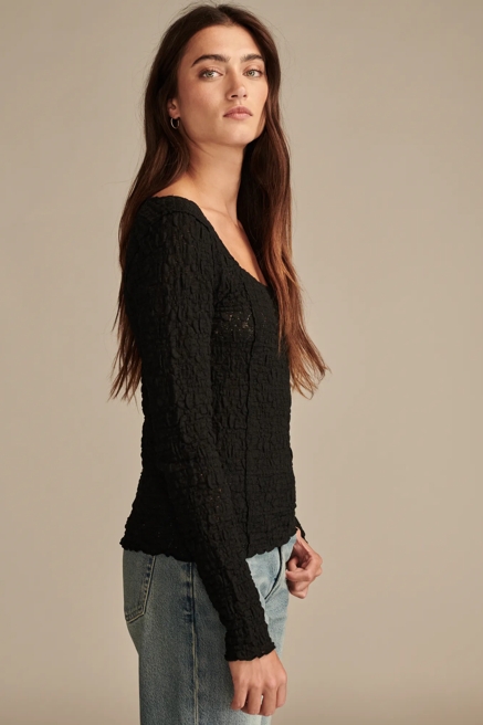 LONG SLEEVE TEXTURED TOP, image 4