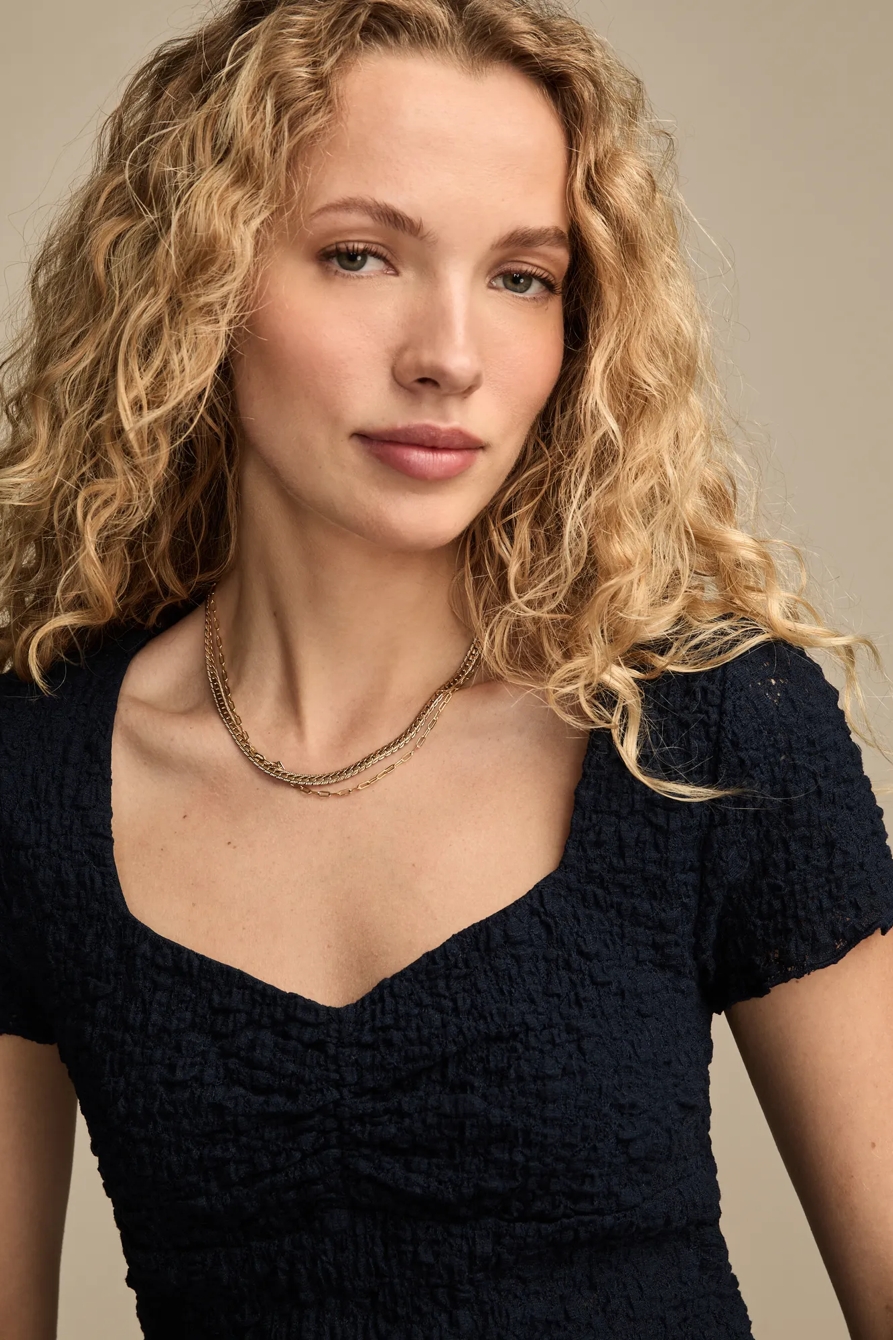 TEXTURED V NECK BABYDOLL TOP, image 2