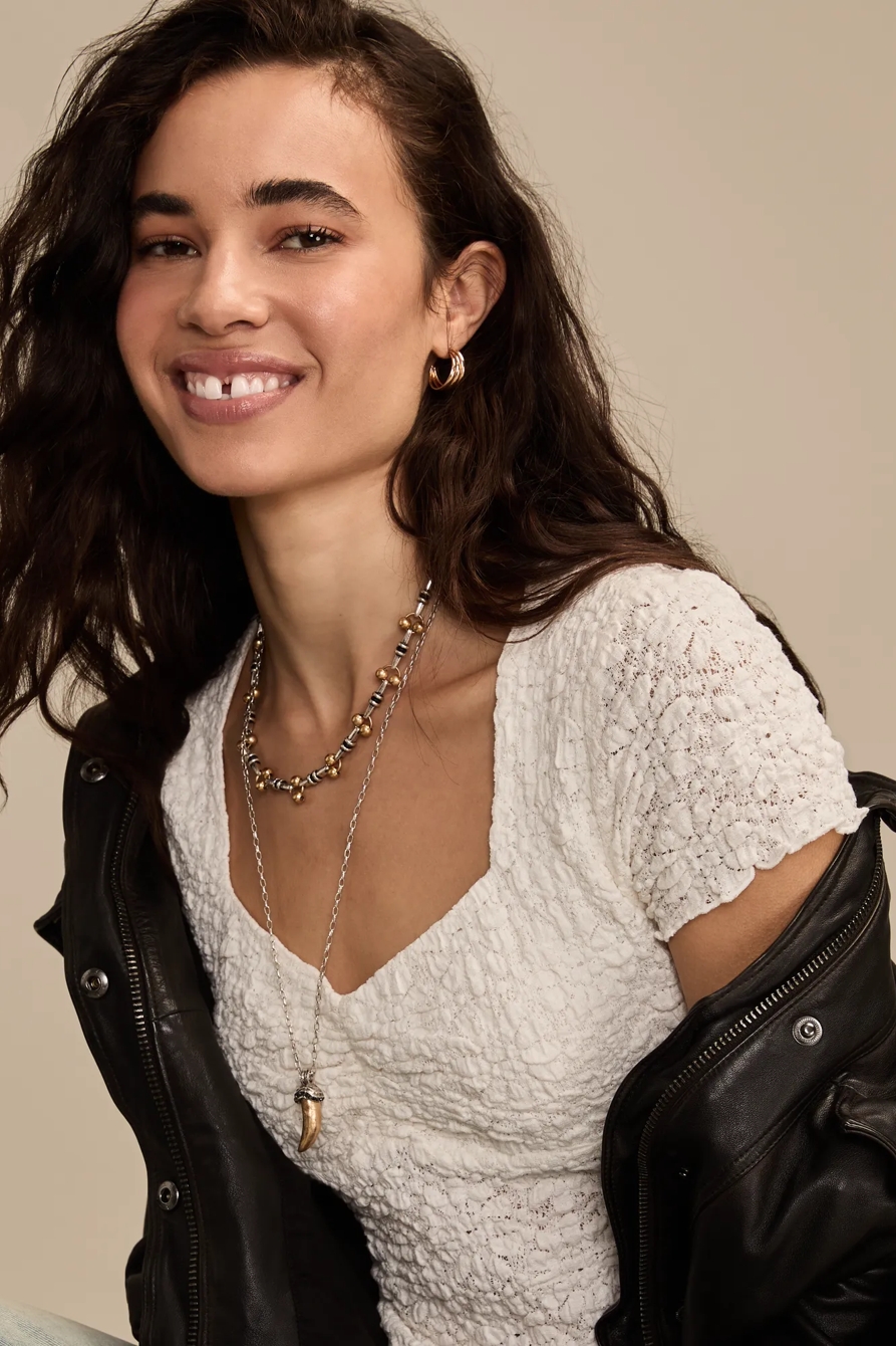 TEXTURED V NECK BABYDOLL TOP, image 2