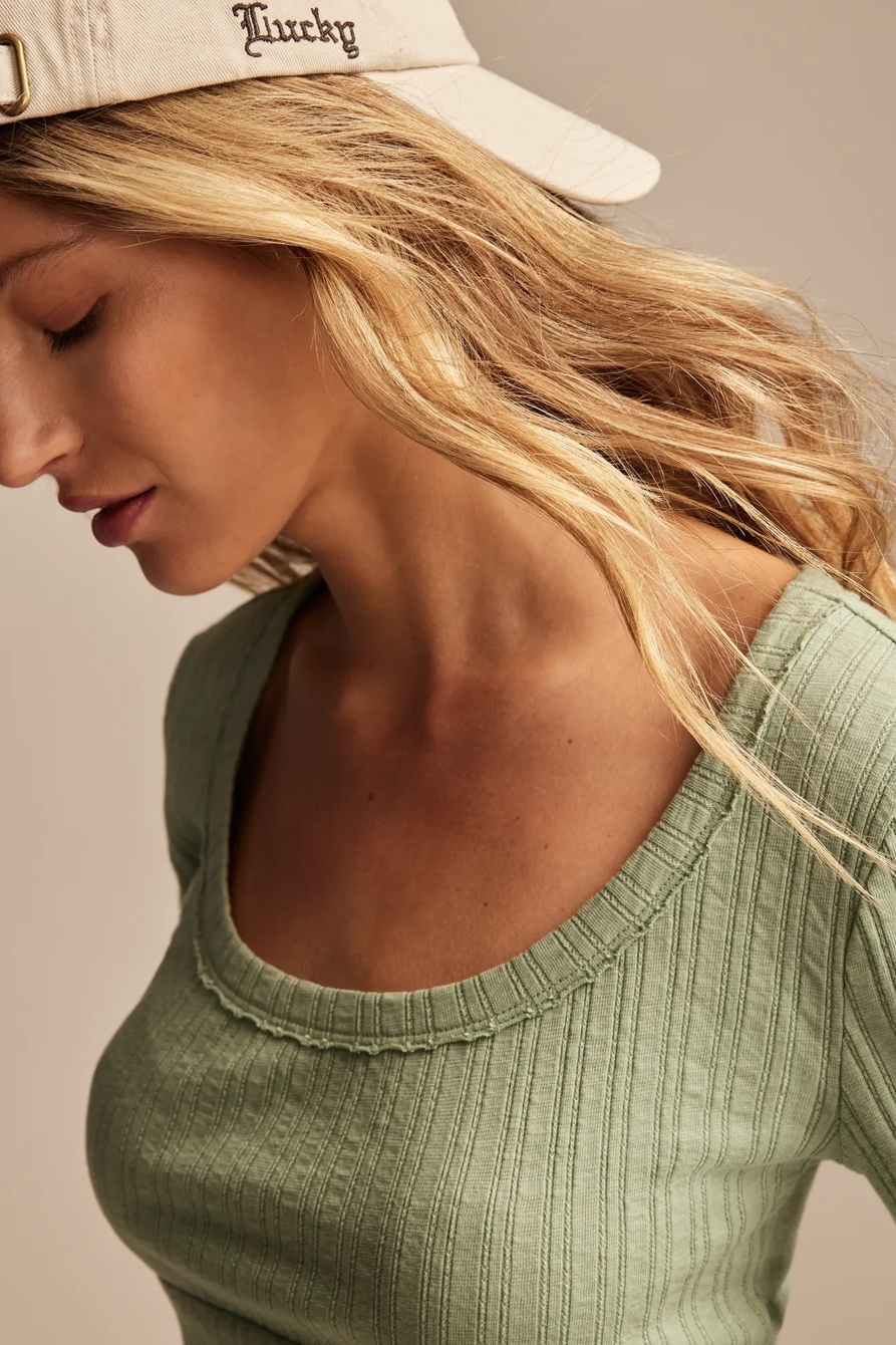 SEAMED SCOOPNECK LONG SLEEVE TOP, image 5