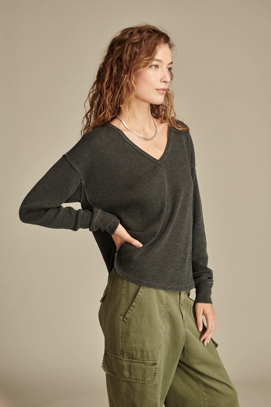 V Neck Long Sleeve Top, image 3