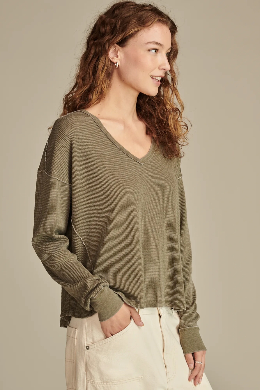 V Neck Long Sleeve Top, image 2